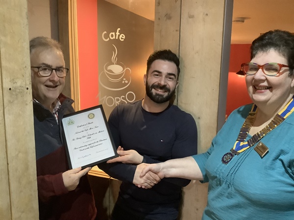 Café Morso Team awarded Certificate of Thanks